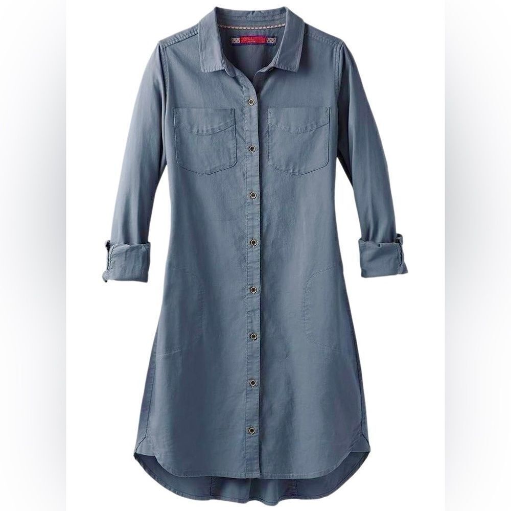 PrAna Yarrow Shirt Dress in Weathrred Blue Women’s L - Picture 4 of 9